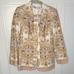 Zara Women's Multicolor Patterned Blazer